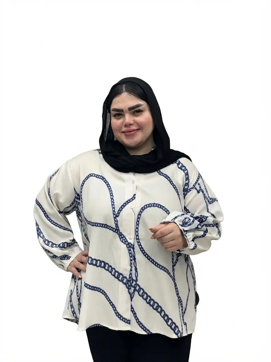 شومیز سایز بزرگ زنانه لنین طرح زنجیری